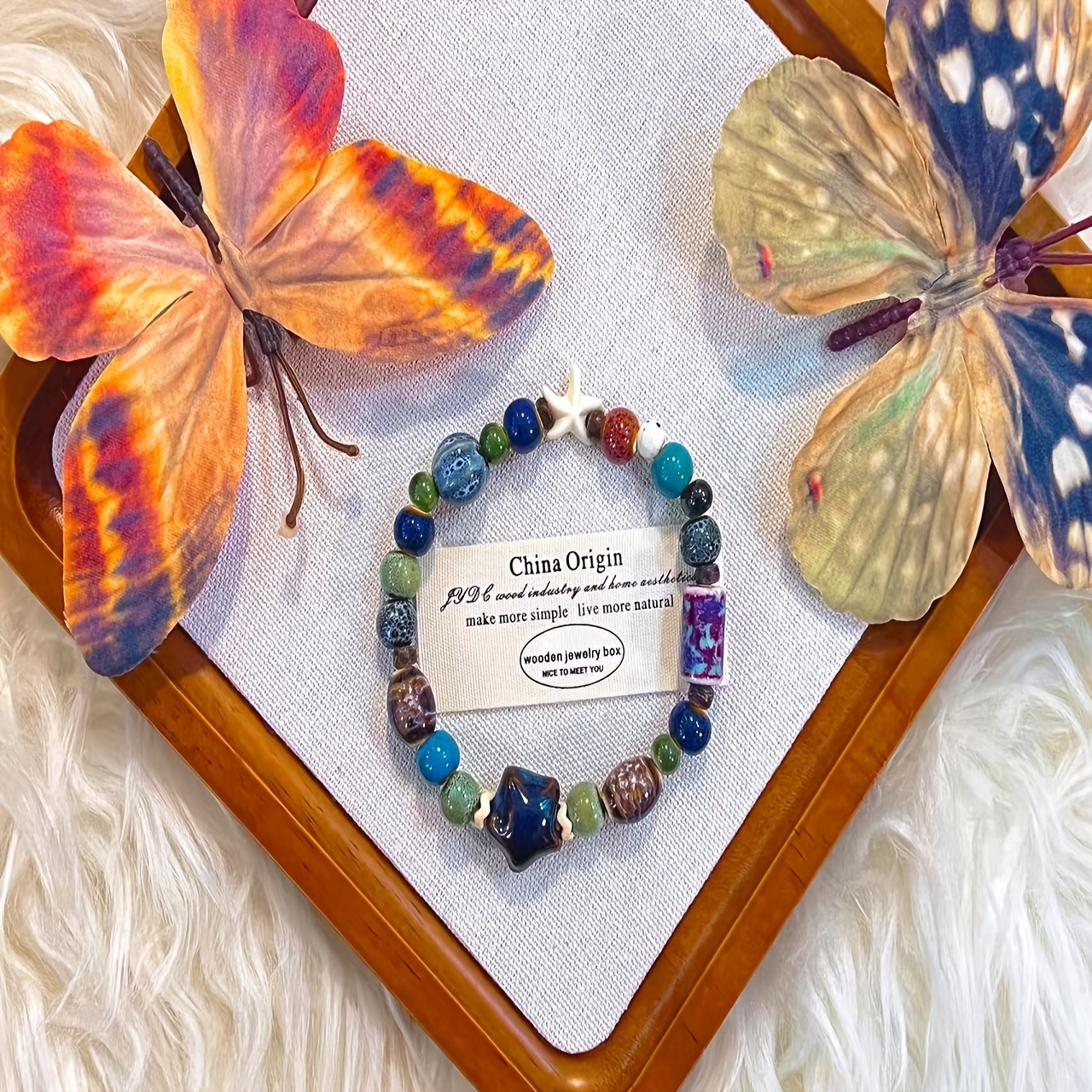 Dopamine-Colored Handmade Ceramic Bracelet, Bohemian Charm